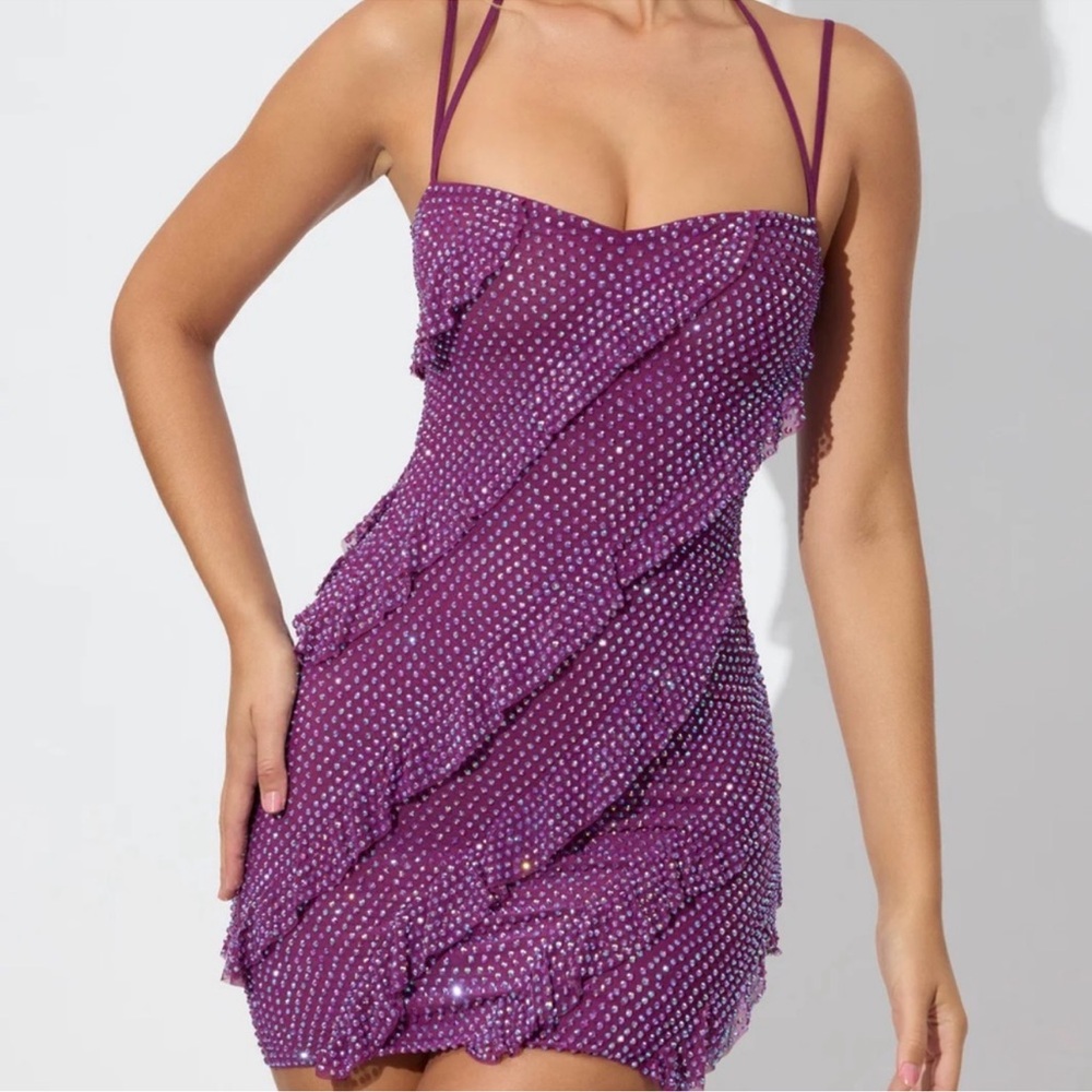 Elegant Purple Sequin Dress